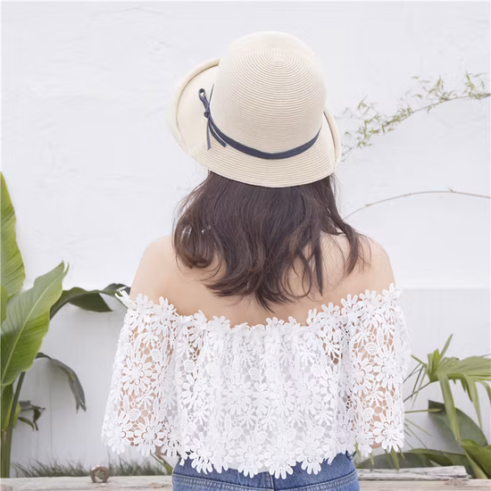Chapeau seau en paille de raphia pour femmes, chapeau de soleil à bord effiloché, tendance, de haute qualité, pour vacances et voyage, été 2022